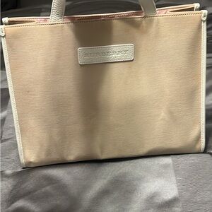 Burberry Cream and White Tote Bag